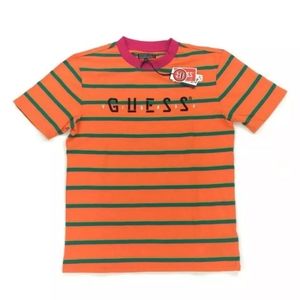 orange striped guess shirt